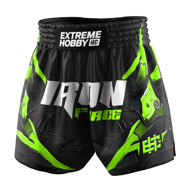 Extreme Hobby Spodenki Muay Thai Iron Force Czarne/Limonka