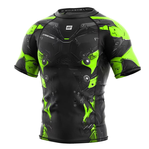 Extreme Hobby Rashguard Męski Iron Force Krótki Rękaw Czarny/Limonkowy
