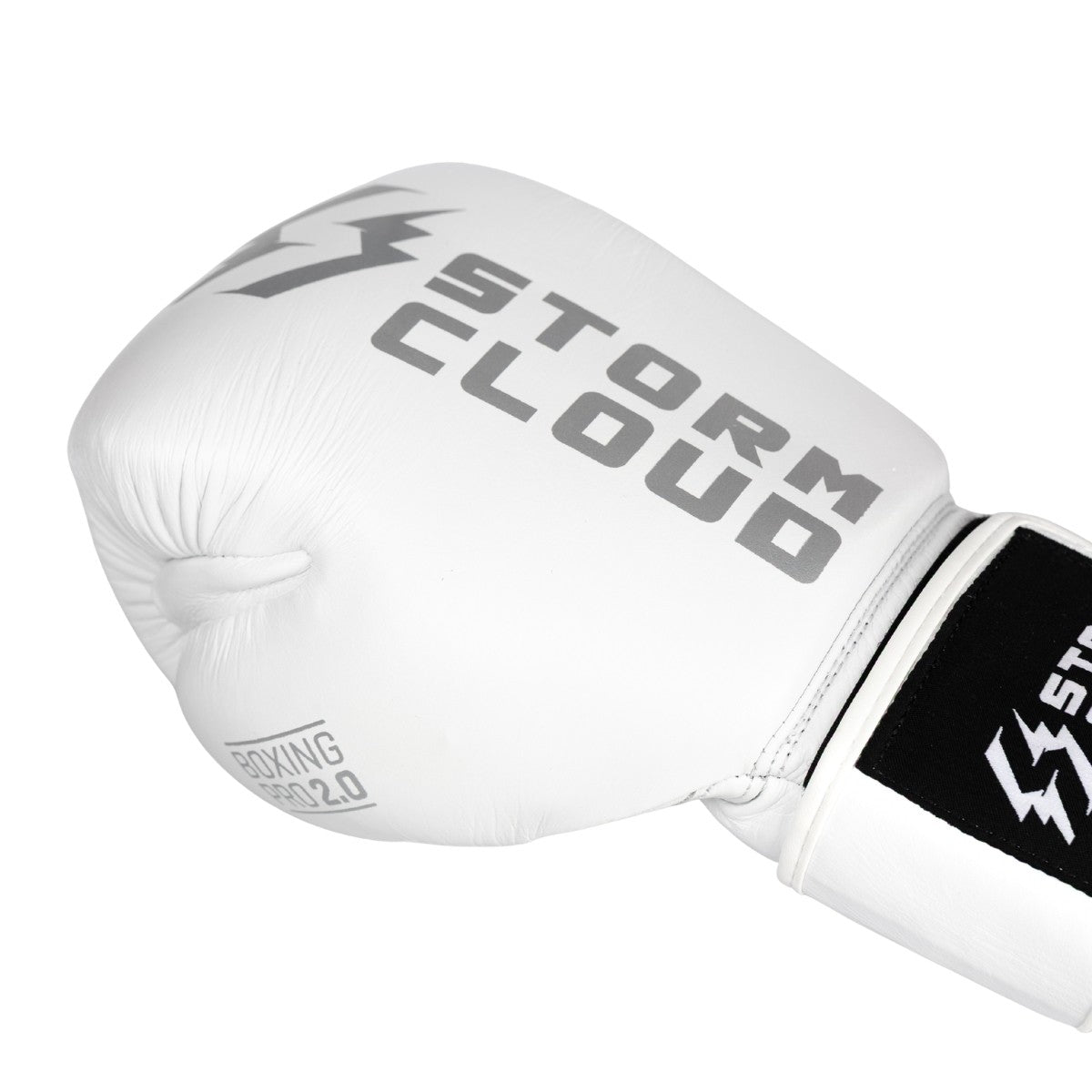 StormCloud Rękawice Bokserskie ze skóry bydlęcej Boxing Pro 2.0 Białe/Srebrne