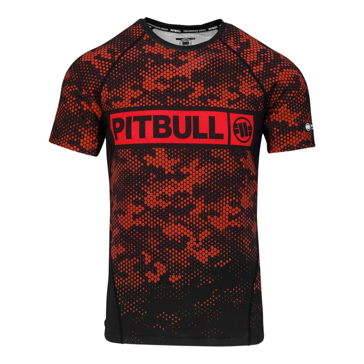 Pitbull Rashguard Hex Camo Hilltop Czerwony Krótki rękaw