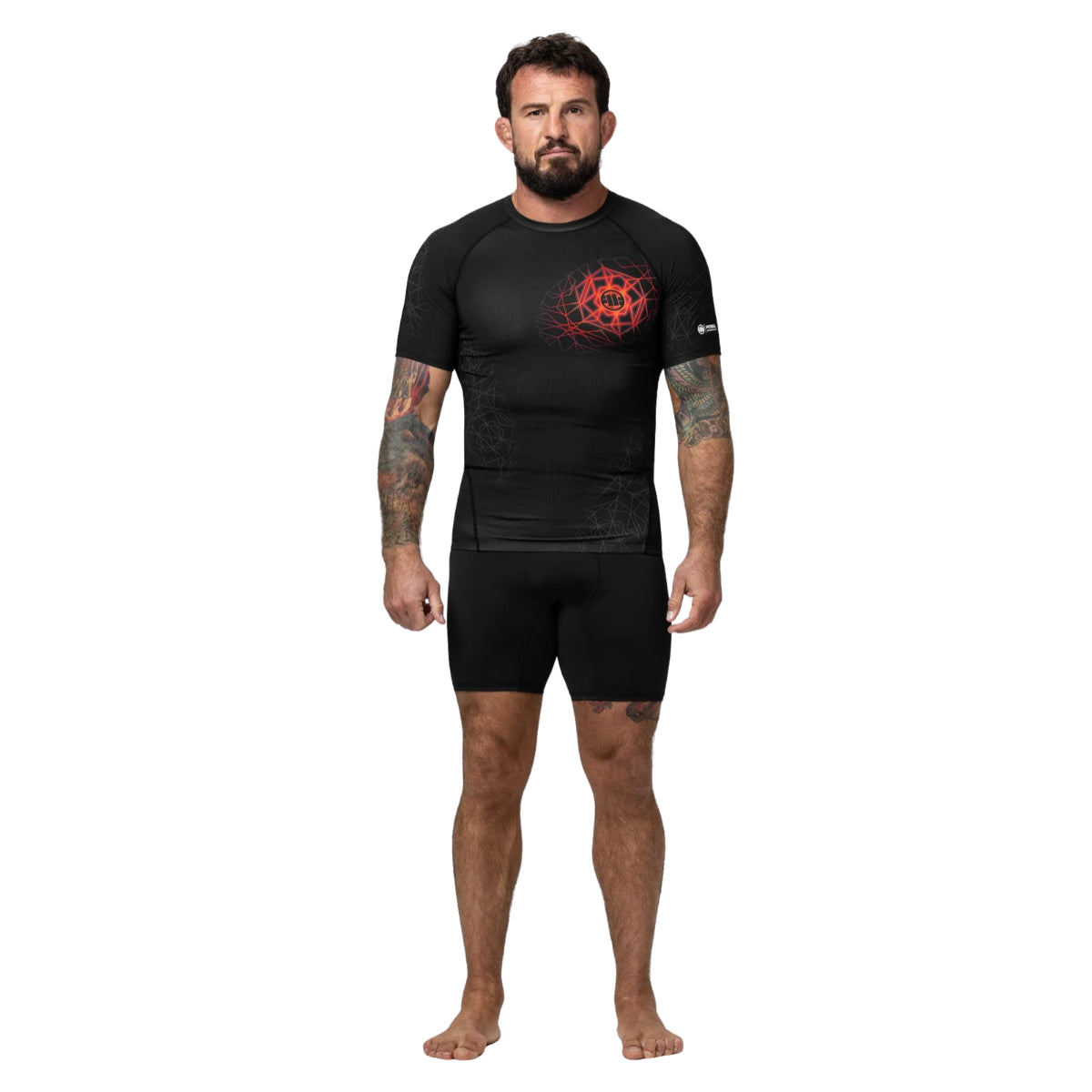 Pitbull Rashguard Ray Krótki rękaw Czarny/Czerwony