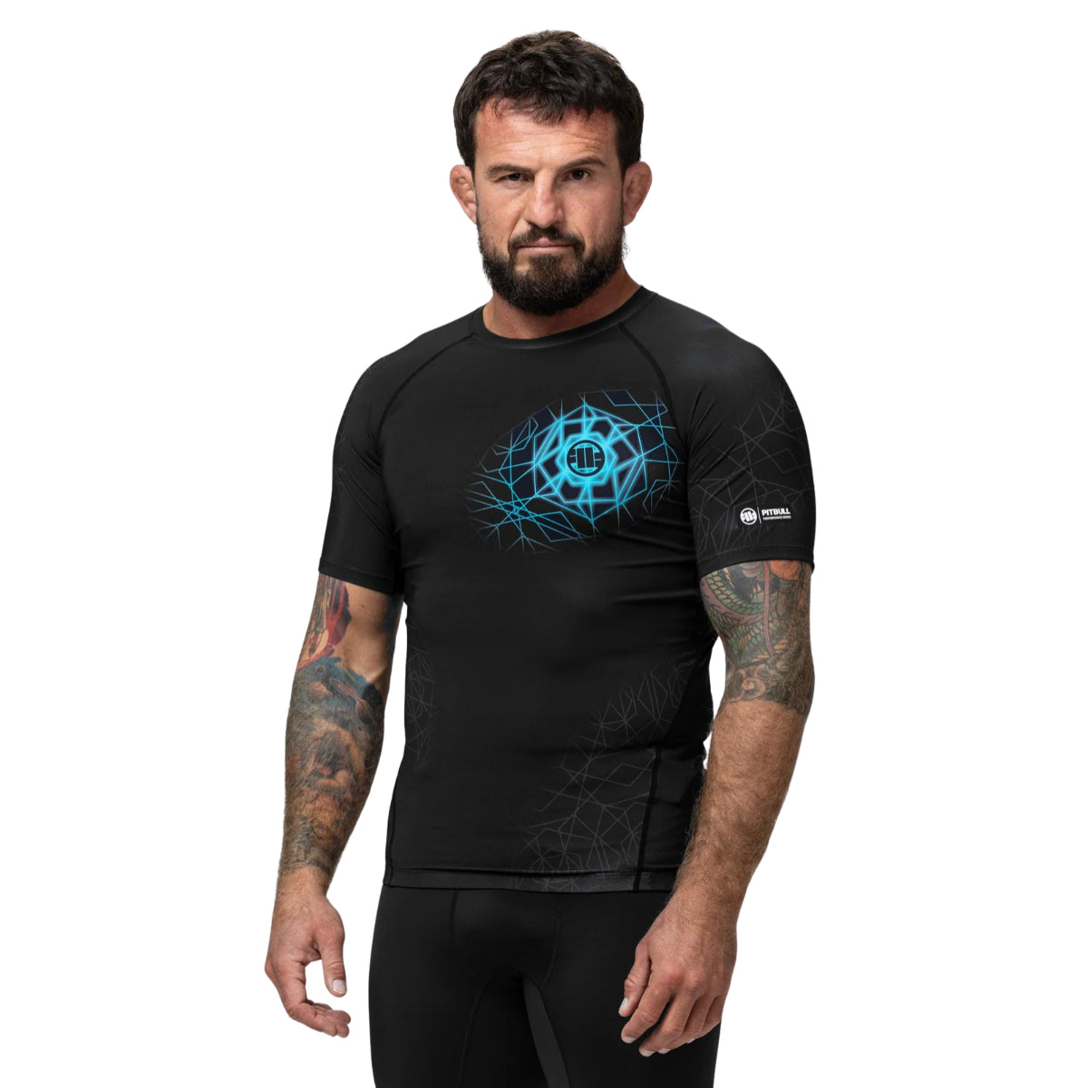 Pitbull Rashguard Ray Krótki rękaw Czarny/Niebieski