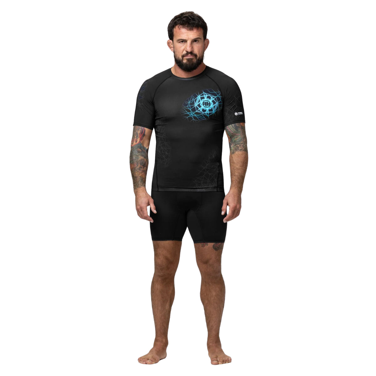 Pitbull Rashguard Ray Krótki rękaw Czarny/Niebieski