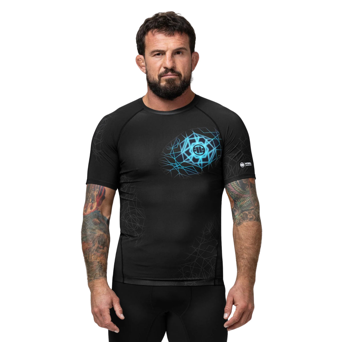 Pitbull Rashguard Ray Krótki rękaw Czarny/Niebieski