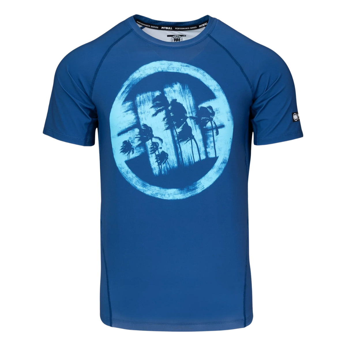 Pitbull Rashguard Logo Palms Krótki rękaw Niebieski