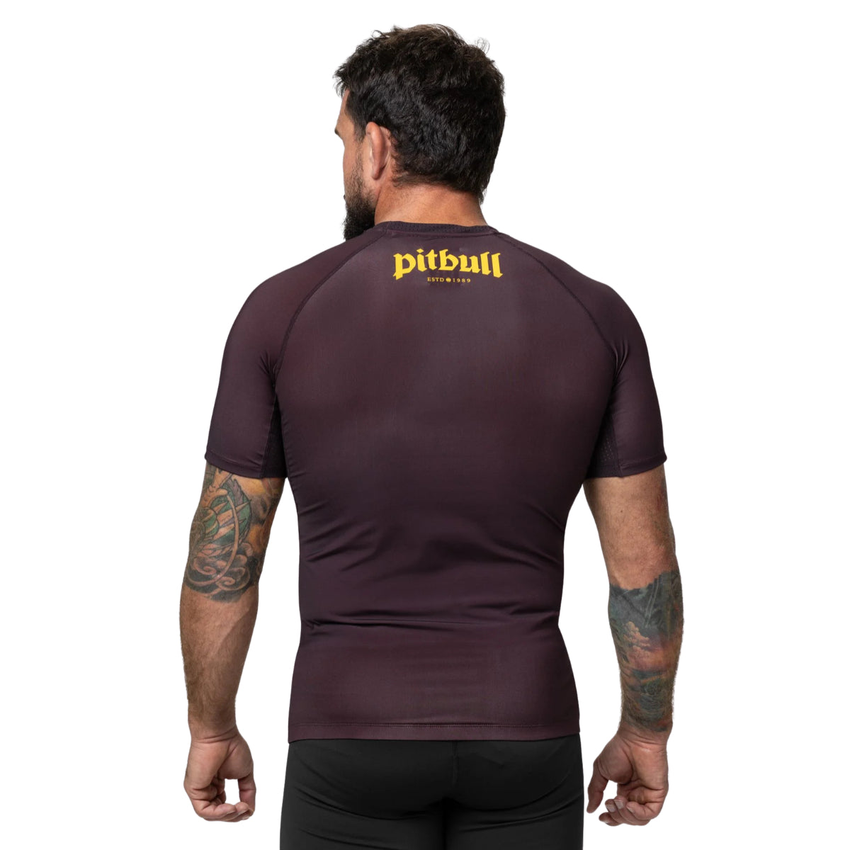 Pitbull Rashguard Logo Palms Krótki rękaw Brązowy