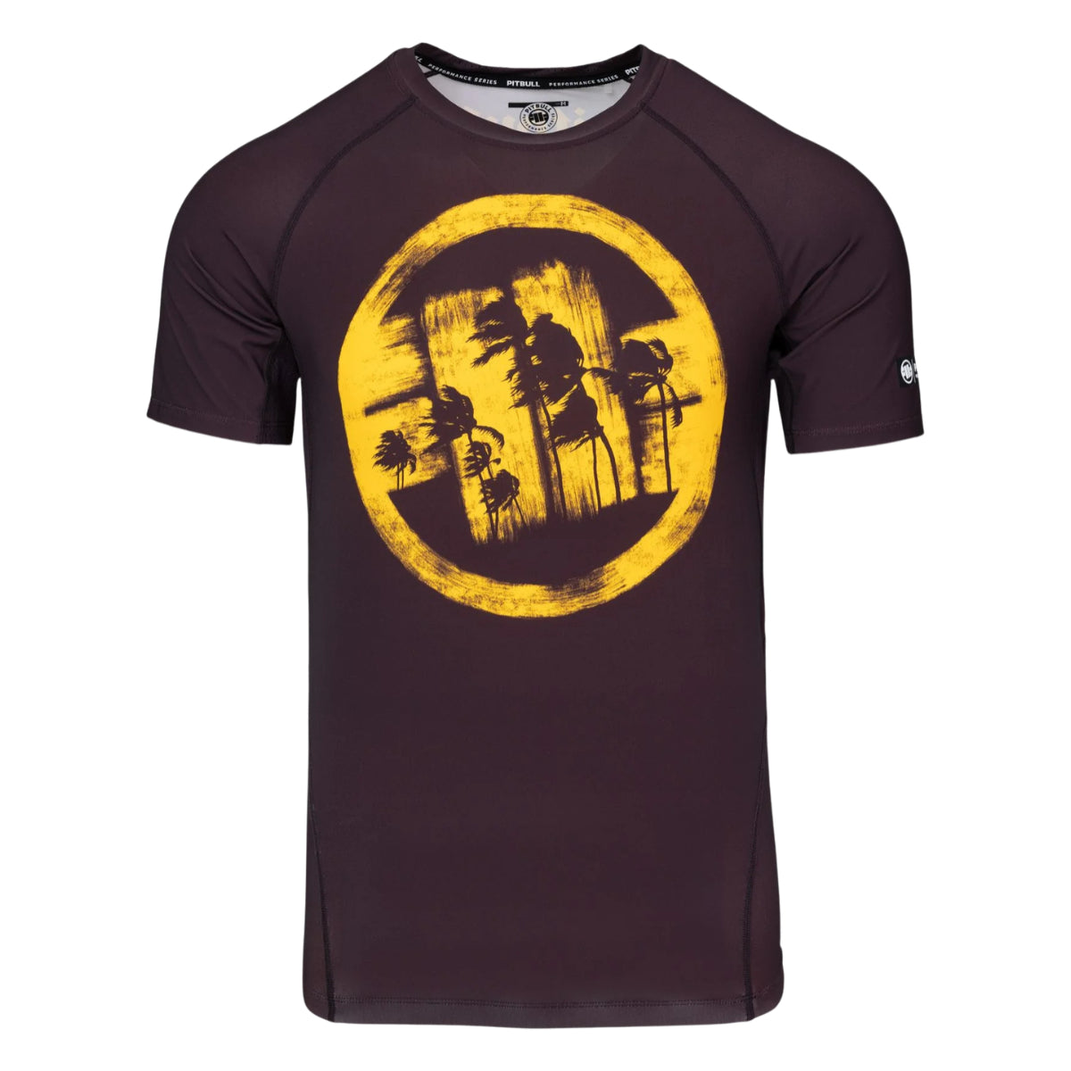 Pitbull Rashguard Logo Palms Krótki rękaw Brązowy