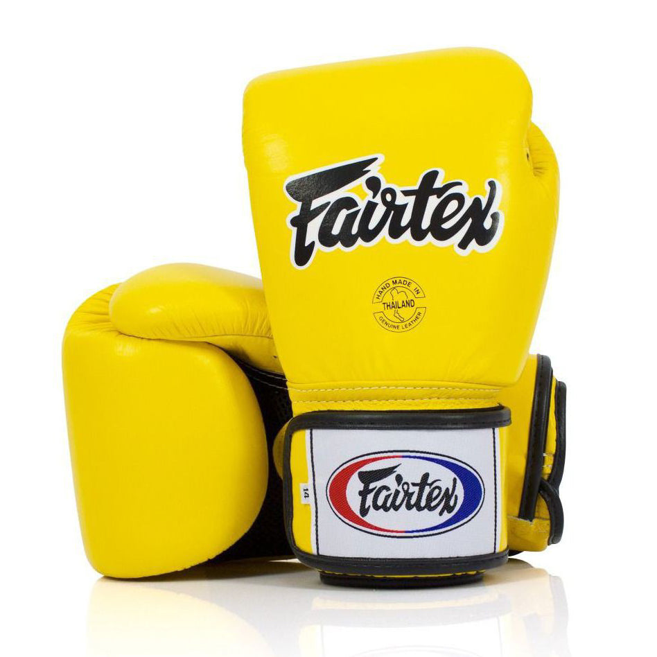 Fairtex Rękawice Bokserskie ze skóry naturalnej BGV1 Breathable Żółte