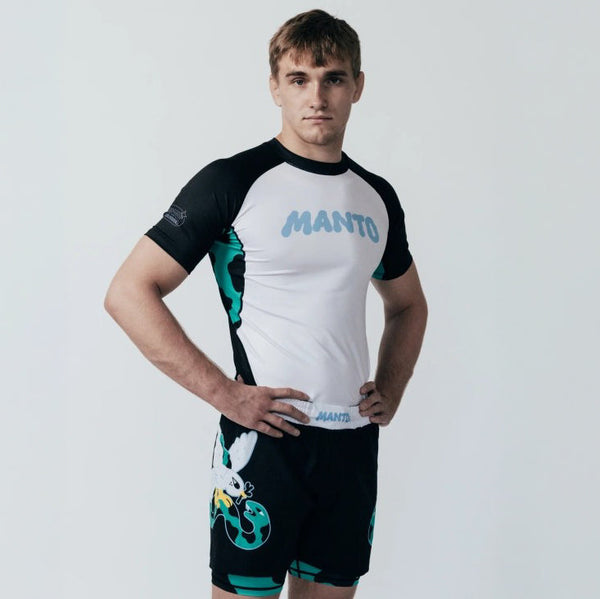 MANTO Rashguard Męski Krótki Rękaw DOVE Biały/Czarny
