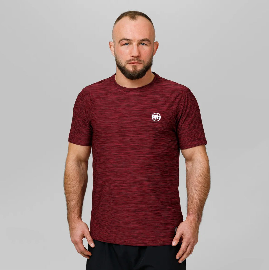 Pitbull Koszulka Casual Sport Small Logo Bordowa