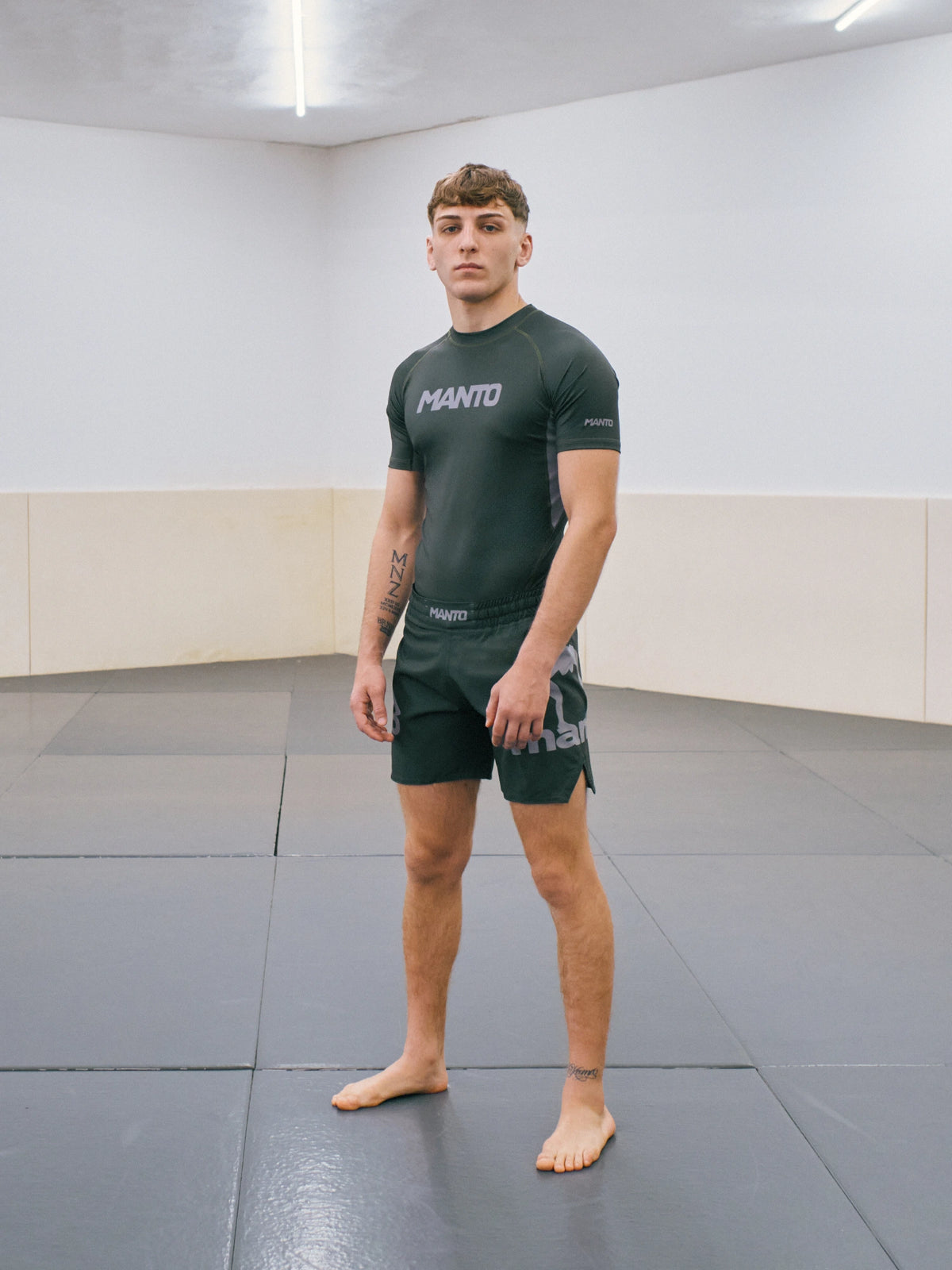 MANTO Rashguard Męski Krótki Rękaw LOGO DUAL zielony