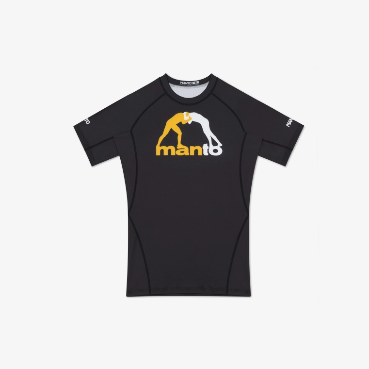MANTO Rashguard Męski Krótki Rękaw LOGO Czarny