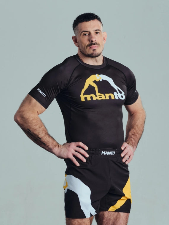 MANTO Rashguard Męski Krótki Rękaw LOGO Czarny