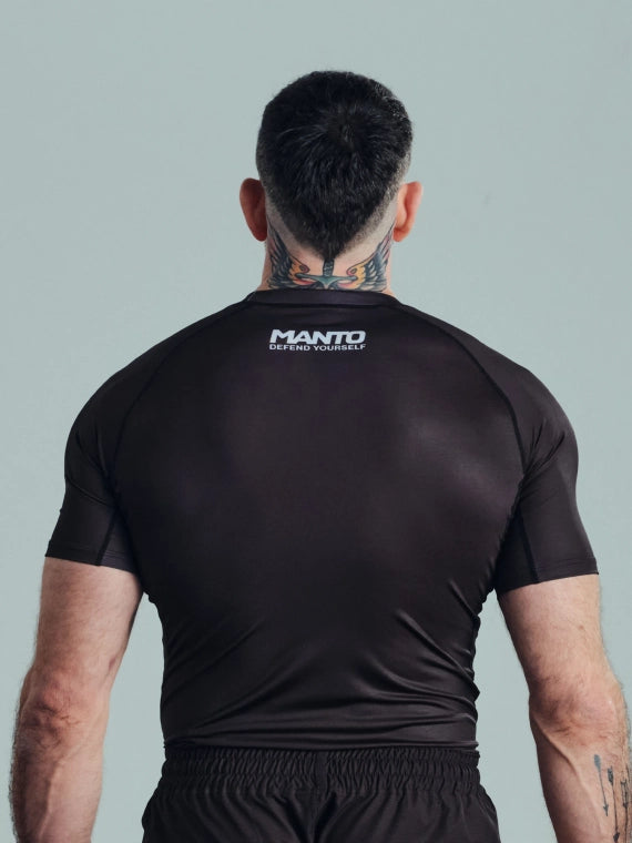 MANTO Rashguard Męski Krótki Rękaw LOGO Czarny