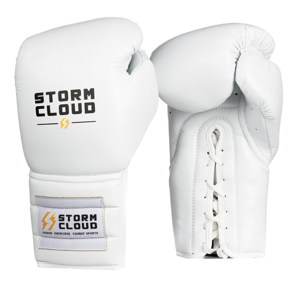 StormCloud Rękawice Vanguard Elite Boxing Wiązane Białe