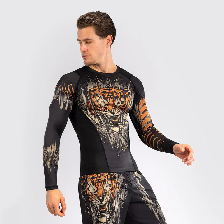 Venum Rashguard Tiger Długi Rękaw Black/Neon Orange